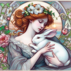 Carte Whippet lévrier lapin, pré-raphaélite toutes occasions