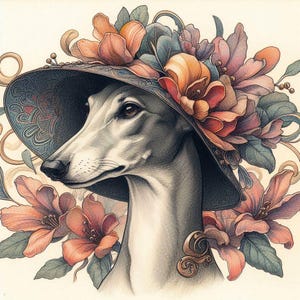 Greyhound in bonnet, Whippet Biglietto di auguri per qualsiasi occasione