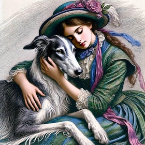 Carte toutes occasions lévrier, lévrier, préraphaélite