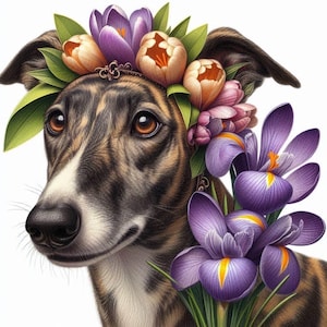 Osterkarte mit Windhund, Greyhound, Whippet