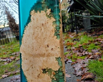 Translucent Turquoise Epoxy Maple Burl Charcuterie Board – 18 x 10 Inch Serving Board