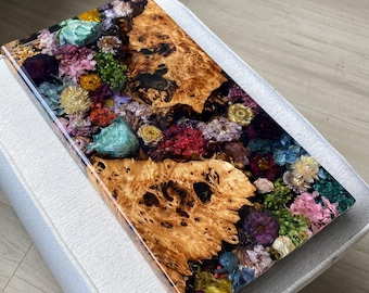 Floral Charcuterie Board: Live Edge Maple Burl with Epoxy Resin