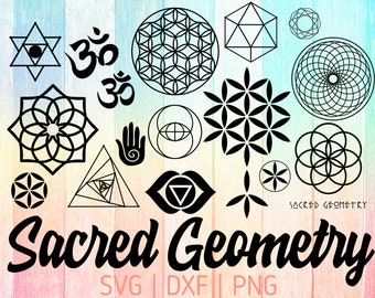 Sacred Geometry Bundle SVG DXF PNG - Files For Cricut - Flower Of Life - Om Aum - Hamsa - Third Eye Chakra - Seed Of Life - Crafting Cutting