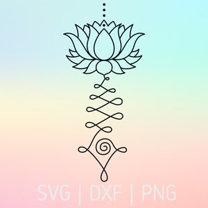Unalome Lotus Flower yoga SVG DXF PNG file per Cricut Yoga Studio Design spirale crafting file di taglio