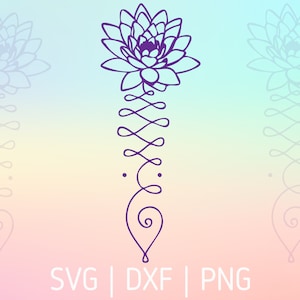 Unalome Lotus Flower SVG DXF PNG Files For Cricut Zen Buddha Buddhism Meditation Yoga Studio Design Spiral Crafting Cutting Files