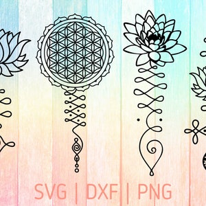 Unalome Lotus Flower Bundle SVG DXF PNG - Files For Cricut - Yoga Studio -Budhha- Flower Of Life - Sacred Geometry - Crafting Cutting Files