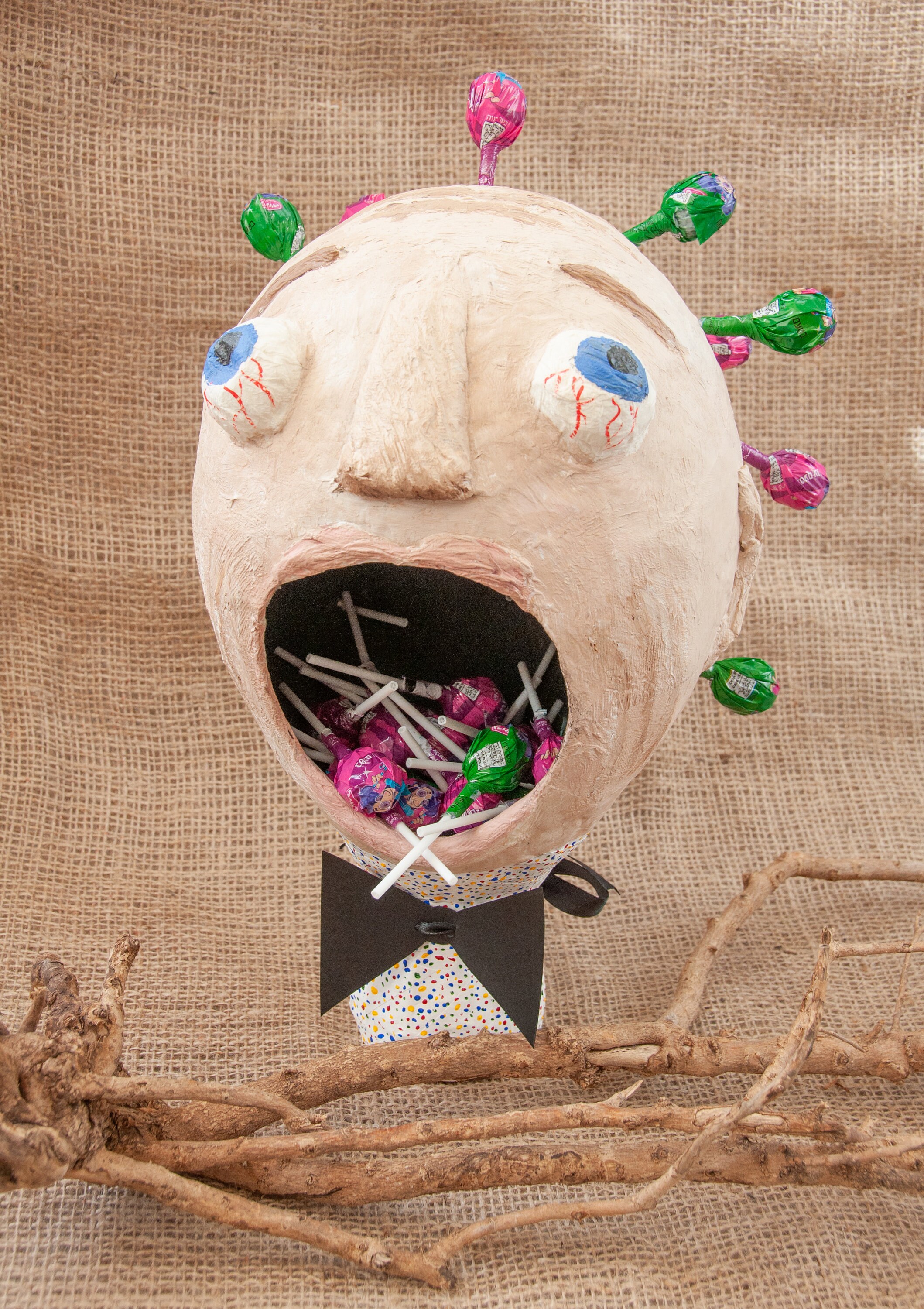 Paper Mache Monster Head For Lollipops Recycled Paper Etsy