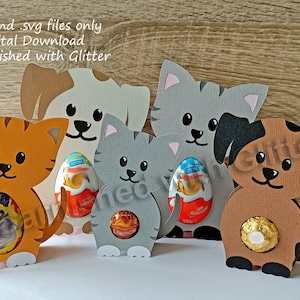 Confiseries et porte-œufs pour chatons et chiots.  fichiers svg et fcm pour machines de découpe électroniques.  Téléchargement numérique.