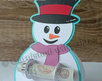 Snowman Money Holder, Gift Card, Money Holder For Christmas, Father Christmas, svg, Cricut, Silhouette, for Kids, Children, for him, for her