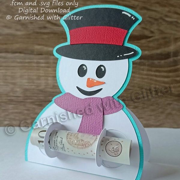 Snowman Money Holder, Gift Card, Money Holder For Christmas, Father Christmas, svg, Cricut, Silhouette, for Kids, Children, for him, for her
