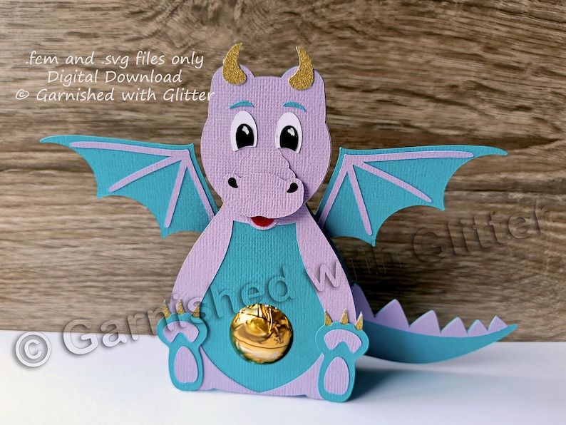 Dragon, Confectionery Holder, Chocolate Egg, wrapper, Digital Cutting File, svg, cricut craft, party gift, easter, egg hunt, kids craft image 1