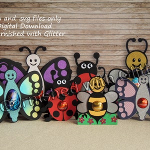 Bugs - Butterflies, Bees & Ladybirds (ladybugs) Confectionery Holders. svg/fcm Digital Cutting Files. Download only