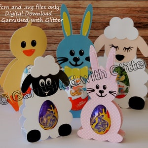 Easter Bunny, Sheep, Chick. Easter Egg Hunt, Digital Cutting Files, Chocolate gift for kids, Kids Craft for Easter, Cricut, Silhouette, svg