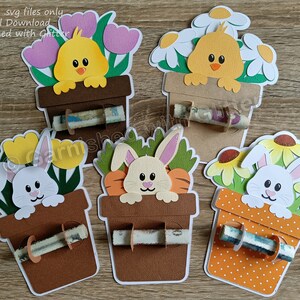 Easter Money Holders - Flowerpots.  svg and fcm files for digital cutting machines