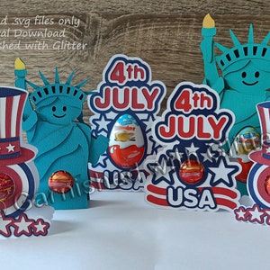 4th July Confectionery and Egg Holders. svg and fcm files for Electronic Cutting Machines. Digital Downloads.