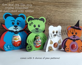 Halloween 5! Teddies Confectionery Holders - fcm/svg files. Digital Cutting Files, download only.