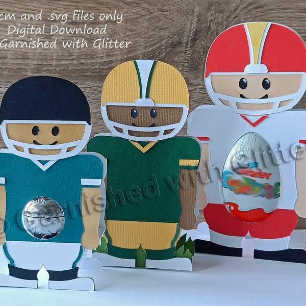 American Footballer Confectionery Holders, Digital Download svg and fcm, Chocolate and Egg Holders, Gift for Football fans, Football snacks
