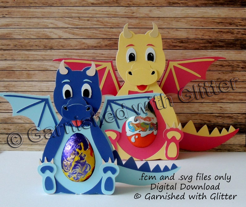 Dragon, Confectionery Holder, Chocolate Egg, wrapper, Digital Cutting File, svg, cricut craft, party gift, easter, egg hunt, kids craft image 2