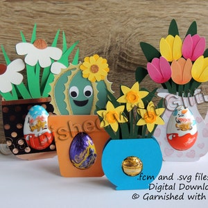 Flowers and Plants Confectionery Holders - svg and fcm Digital Cutting Files. Confectionery not included!