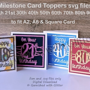 Milestone Birthday Card Toppers, Besondere Karten, Geburtstagsgrüße, Happy Birthday, Alterskarte, Geburtstag, 18., 21., 40., 50.