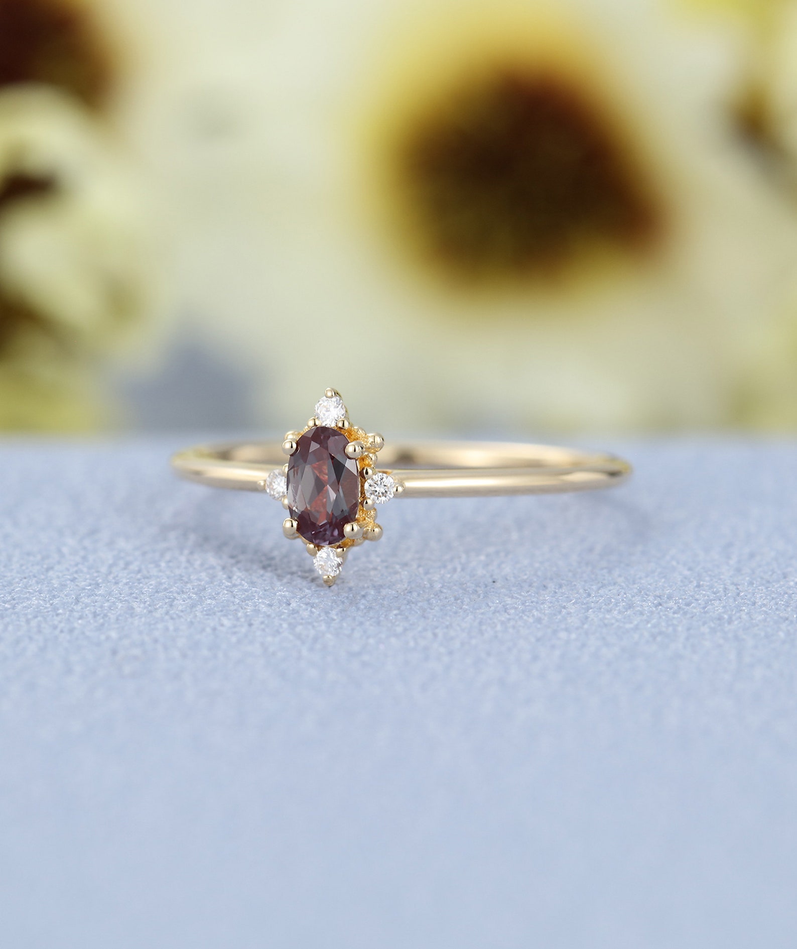 Alexandrite engagement ring antique Unique yellow gold Etsy