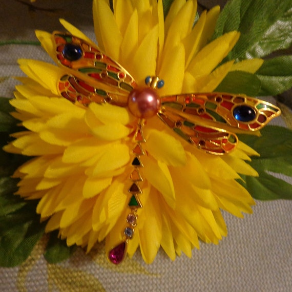 Joan Rivers Plique a Jour - Stain glass Dragonfly