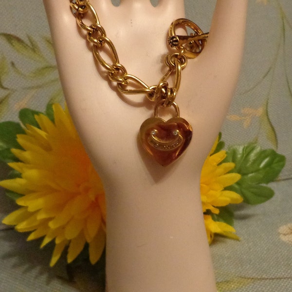 Juicy Couture Gold Plated Charm Bracelet With Heart Charm - No Box