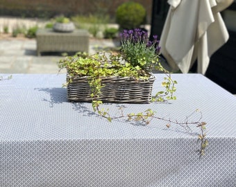 Waxed cotton tablecloth, rectangular, oilcloth tablecloth, wipe clean, outdoor French tablecloth, Grey, matt finish, Garden tablecloth