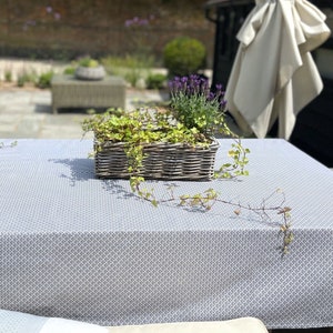 Waxed cotton tablecloth, rectangular, oilcloth tablecloth, wipe clean, outdoor French tablecloth, Grey, matt finish, Garden tablecloth