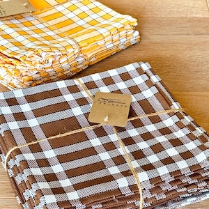 Paños de cocina Vichy franceses | Juego de 6 o 12, algodón, cuadrados, 50 cm | Vichy normando, estilo años 70 – 2 colores disponibles