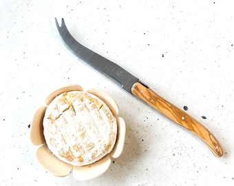 Laguiole Cheese Knife | Olive Wood Handle | Authentic Laguiole Cutlery - Micro-serrated Blade, Stainless Steel, Made in France