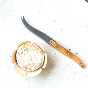 Laguiole Cheese Knife | Olive Wood Handle | Authentic Laguiole Cutlery - Micro-serrated Blade, Stainless Steel, Made in France