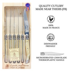 Laguiole Knives Set of 6 ABS Handle Authentic Laguiole Cutlery 4 Colours Available, Serrated Blade, Dishwasher Safe, Made in France image 5
