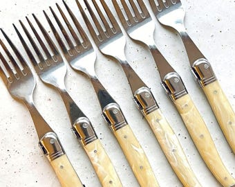 Laguiole Forks Set, ABS Handle - 6 Pieces - Authentic French Cutlery
