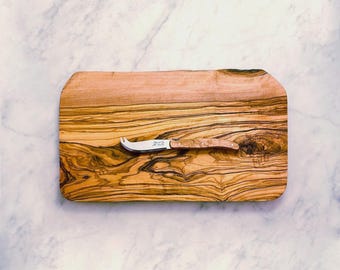Small Cheese Board set with Mini Laguiole Cheese Knife, Olive Wood, Small Rectangular Board, Laguiole Cheese Knife, Made in France