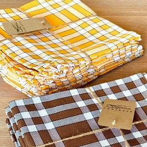 Strofinacci da cucina Vichy francesi | Set da 6 o 12, cotone, quadrati, 50 cm | Vichy normanno, stile anni ‘70 – 2 colori disponibili