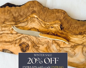 Artisan Olive Wood Cheese Board with Laguiole Cheese Knife