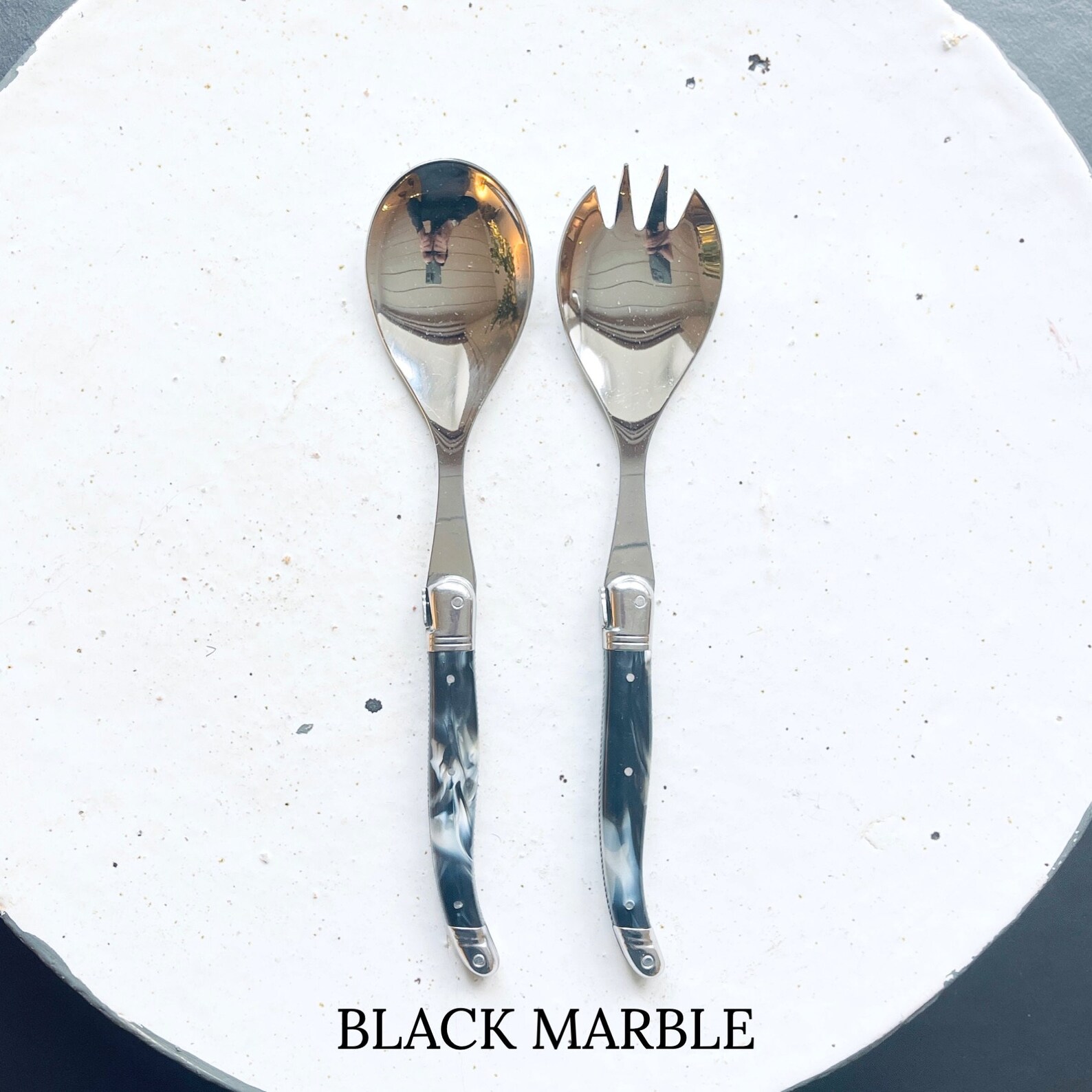 Laguiole Salad Servers Black and Brass - Thumbnail 3