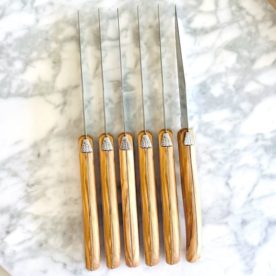 Laguiole Steak Knives, Set of 6 Laguiole Knives, Serrated Blade, Olive Wood  Handle, Stainless Steel, Laguiole Cutlery, Handmade in France, 