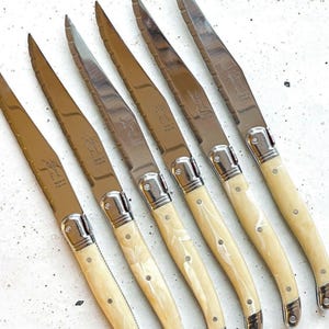 Laguiole Steak Knives Set - 6 Pieces - Serrated Stainless Steel, Made in France
