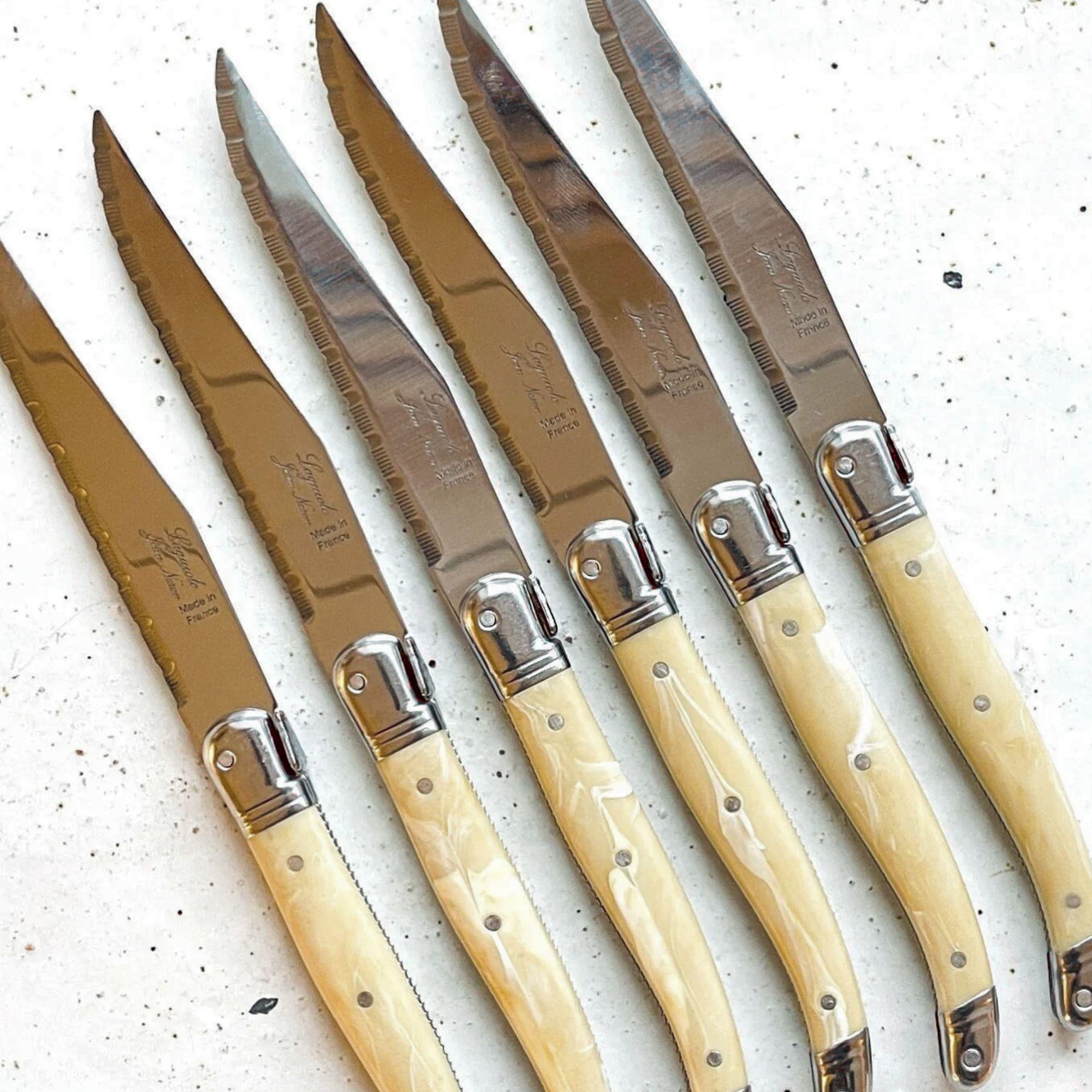 Laguiole Steak Knives Set - 6 Pieces - Serrated Stainless Steel