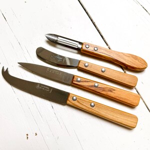 Set of 4 pieces: cheese knife, butter knife, peeler and paring knife
