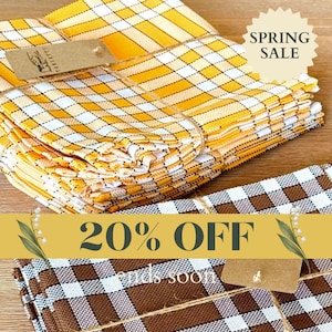 Paños de cocina Vichy franceses | Juego de 6 o 12, algodón, cuadrados, 50 cm | Vichy normando, estilo años 70 – 2 colores disponibles