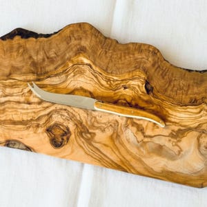 Artisan Olive Wood Cheese Board with Laguiole Cheese Knife