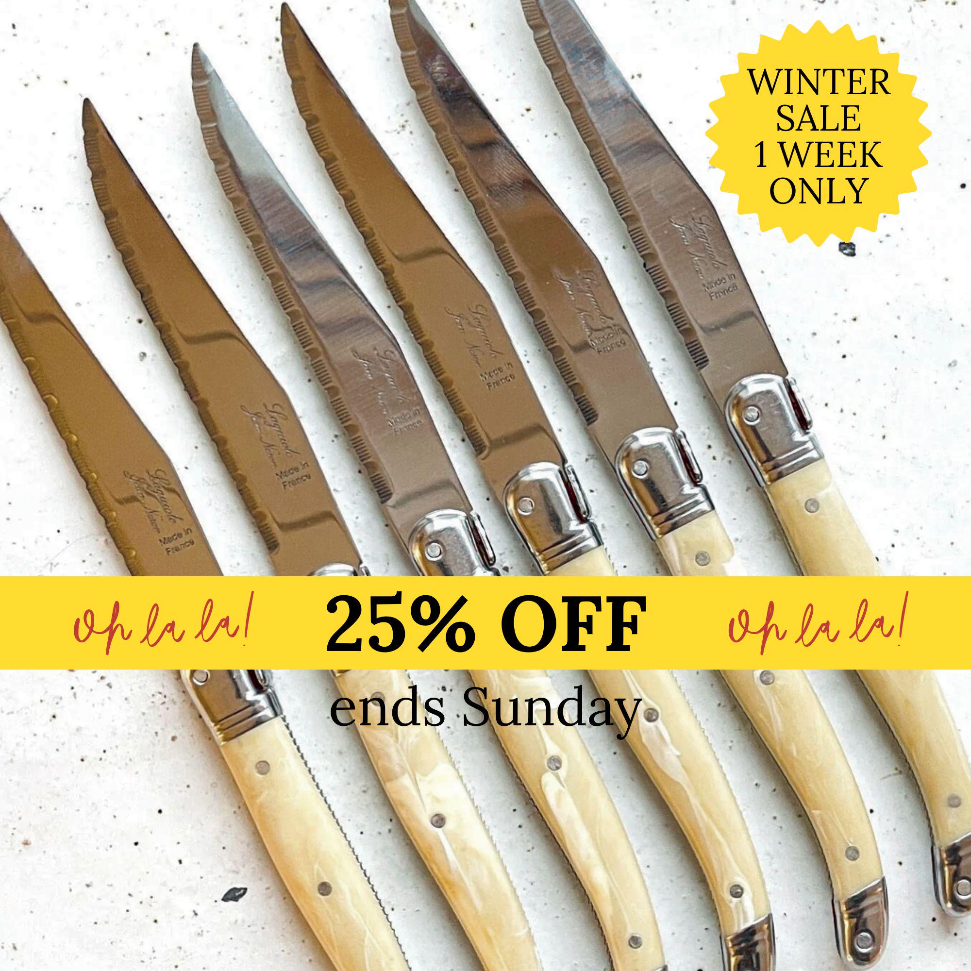 Laguiole Steak Knives Set - 6 Pieces - Serrated Stainless Steel