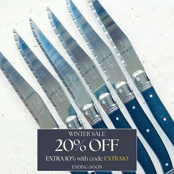 Laguiole Steak Knives Set - 6 Pieces - Serrated Stainless Steel