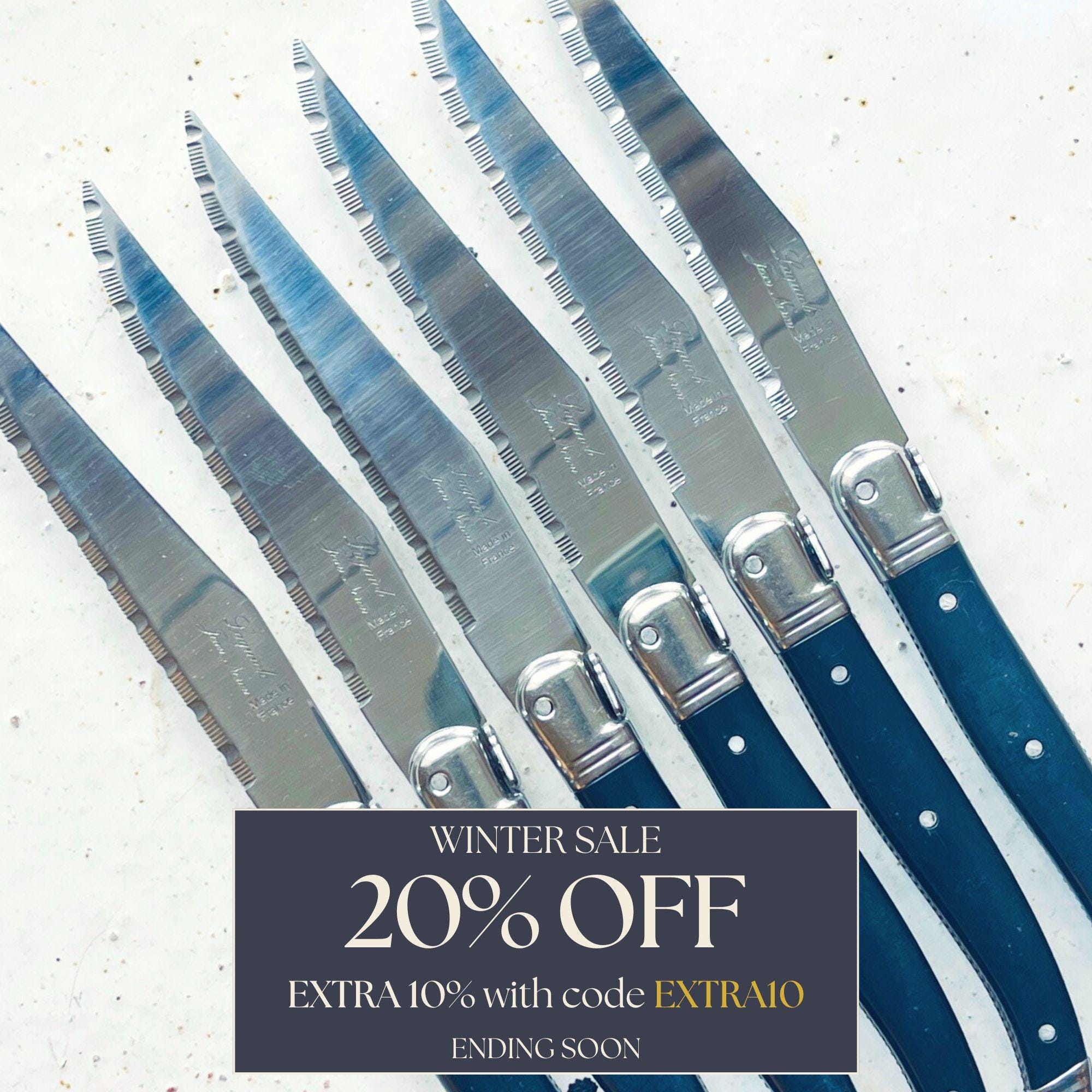 Laguiole Steak Knives Set - 6 Pieces - Serrated Stainless Steel