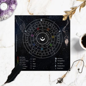 Pendulum divination board, pendulum answer chart, PRINTED