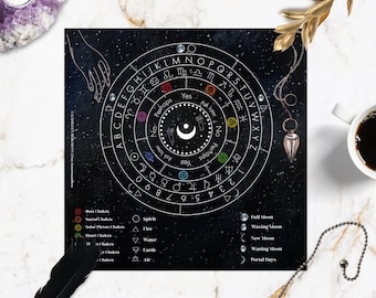 Pendulum divination board, pendulum answer chart, PRINTED