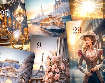 L'hiver à Paris Lenormand – 36 cartes de divination vintage – Jeu d'oracle élégant